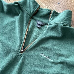 Eddie Bauer Men’s Forest Green Half-Zip Fleece with Tan Trim (#3)